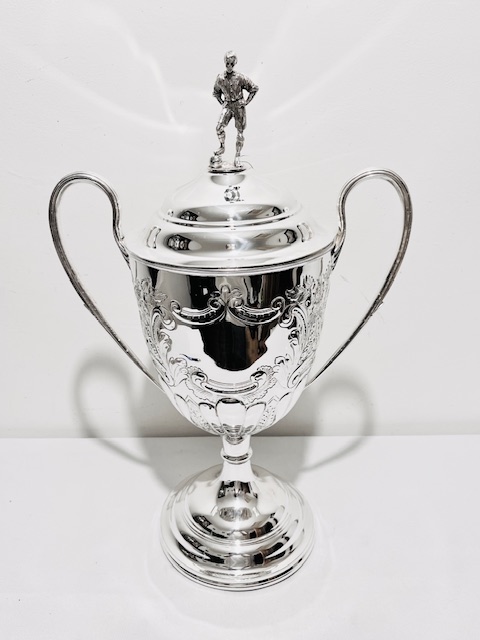 Tall Antique Silver Plated Football Trophy (c.1910)