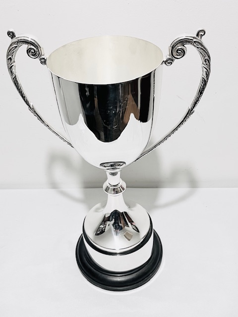 Vintage Silver Plated Trophy Cup Mounted on Ebony Plinth