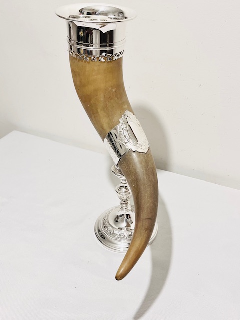 Antique Silver Plated and Cow Horn - Horn of Plenty
