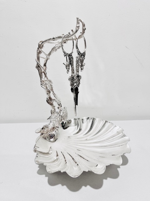 Antique Silver Plated Grapes Stand and Shears (c.1880)