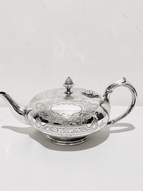 Round Shaped Antique Silver Plated Teapot