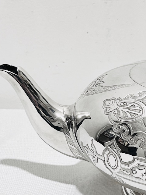 Round Shaped Antique Silver Plated Teapot