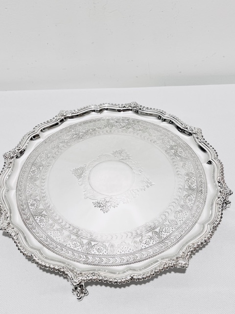 Round Antique James Dixon & Sons Silver Plated Salver (c.1880)