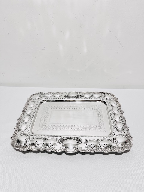 Antique Rectangular Silver Plated Salver (c.1880)