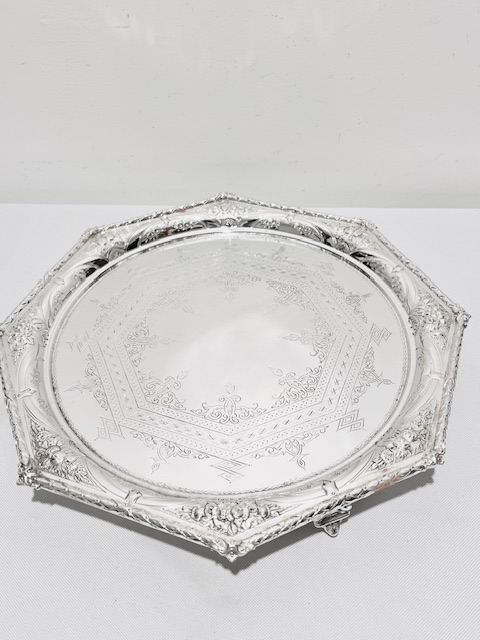 Smart Octagonal Antique Silver Plated Salver (c.1880)