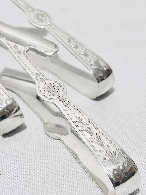 Set of Six Antique Silver Plated Asparagus Tongs