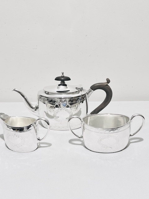 Antique Silver Plated Bachelor Tea Set with Oval Body (c.1910)