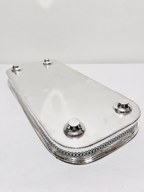 Vintage Silver Plated Long and Rectangular Gallery Tray