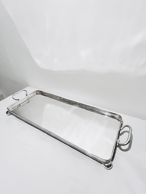 Long Rectangular Antique Silver Plated Bar or Sandwich Tray