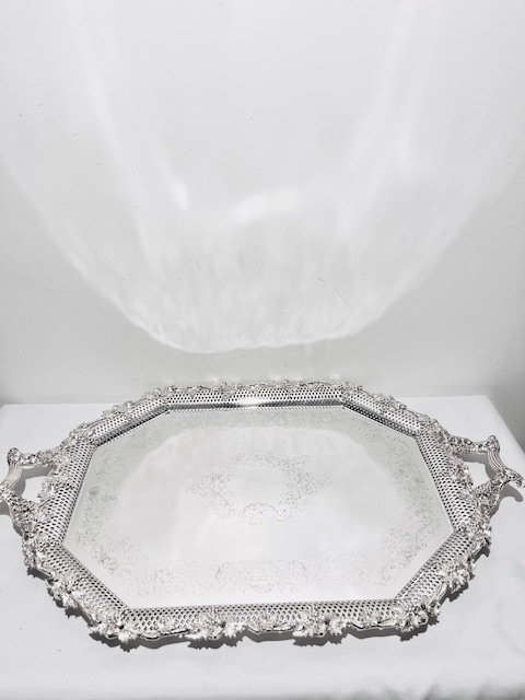 Large Elaborately Mounted Antique Silver Plated Tray