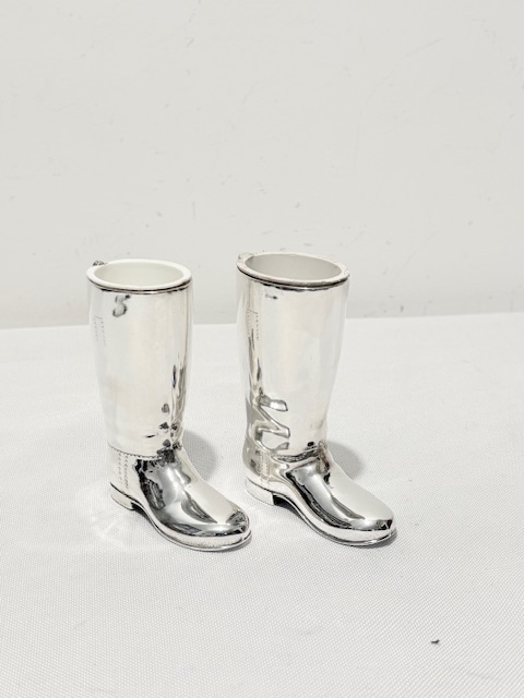 Vintage Silver Plated Jiggers or Shot Measures in the Form of Riding Boots
