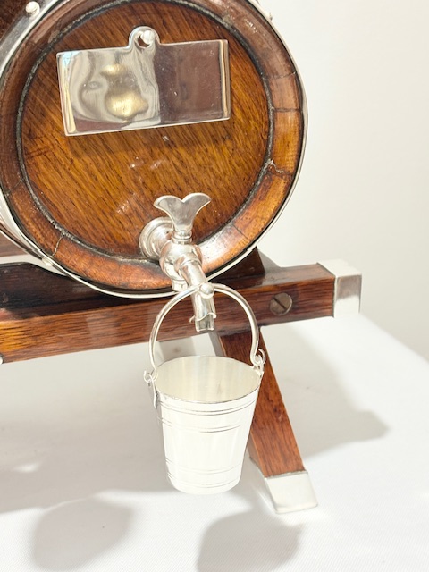 Three Rare Antique Silver Plated and Oak Brandy Whisky or Port Barrels