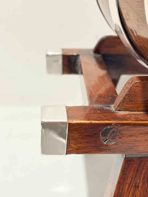 Three Rare Antique Silver Plated and Oak Brandy Whisky or Port Barrels