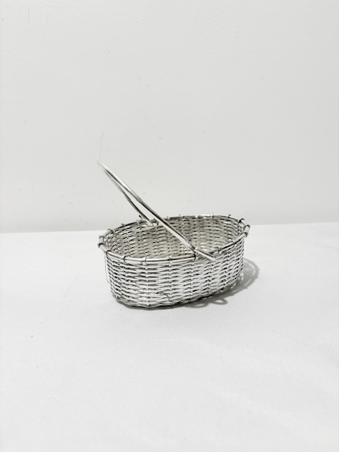 Small Vintage Basket with Basket Weave Decoration