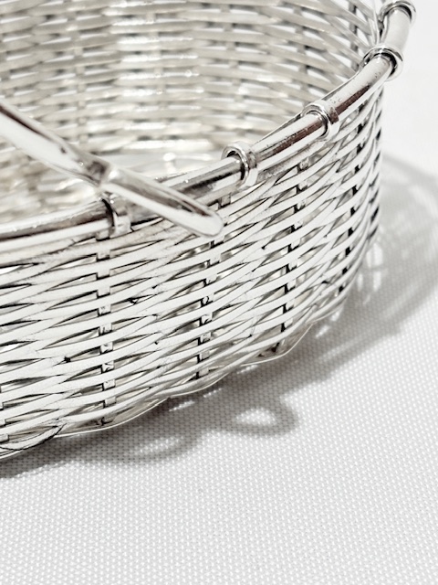 Small Vintage Basket with Basket Weave Decoration