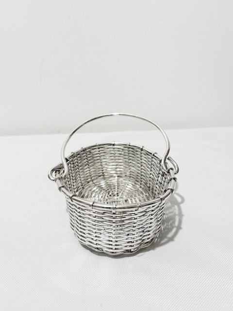 Small Vintage Basket with Basket Weave Decoration