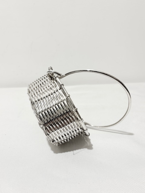 Small Vintage Basket with Basket Weave Decoration