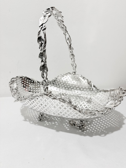Antique Silver Plated Oval Basket Pierced Throughout