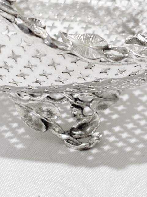 Antique Silver Plated Oval Basket Pierced Throughout Antique Silver Plated Oval Basket Pierced Throughout