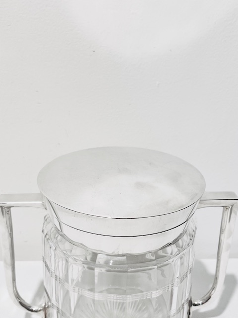 Antique Silver Plated and Faceted Glass Biscuit Box