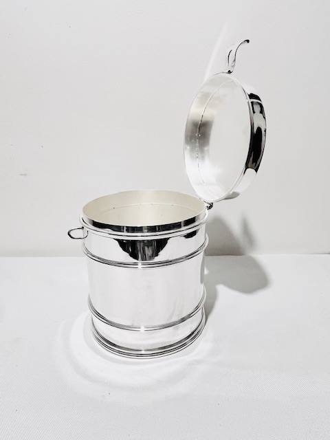 Antique Silver Plated Biscuit Box Modelled as a Lunch Box or Canister