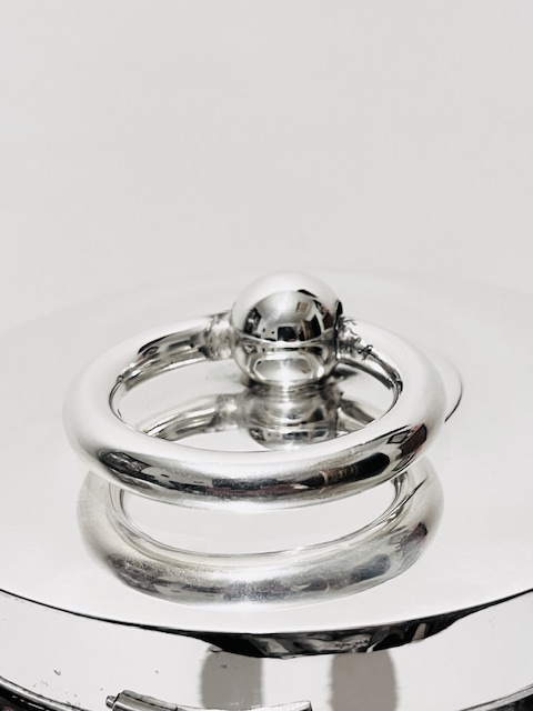 Antique Silver Plated Biscuit Box Modelled as a Lunch Box or Canister