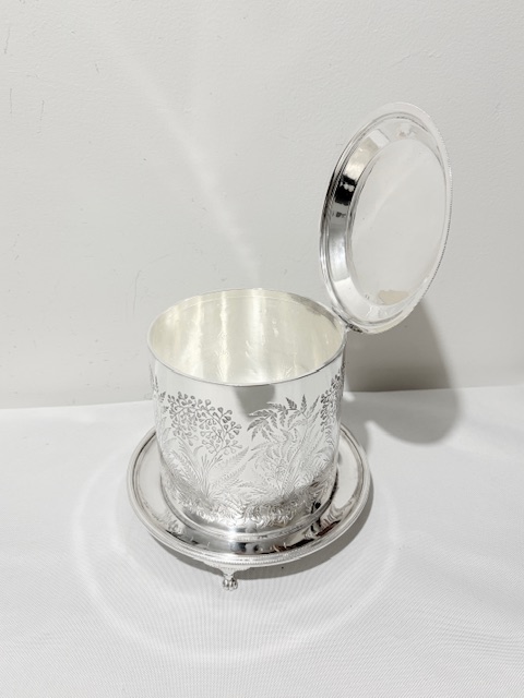 Antique Round James Dixon & Sons Silver Plated Biscuit Box