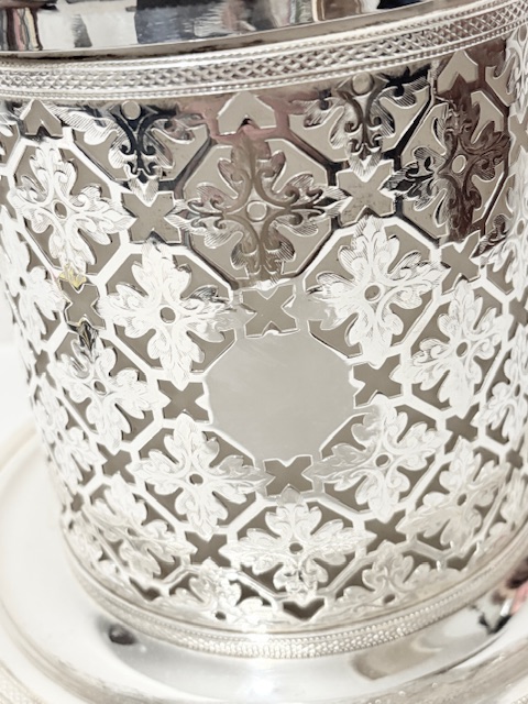 Antique Silver Plated Biscuit Box on a Circular Tray