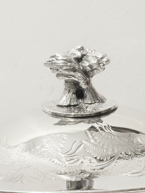 Antique Oval Silver Plated Biscuit Box Engraved with Ferns