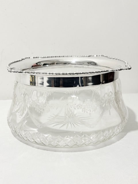 Antique Silver Plated and Cut Glass Salad or Fruit Bowl