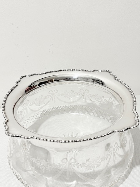 Antique Silver Plated and Cut Glass Salad or Fruit Bowl