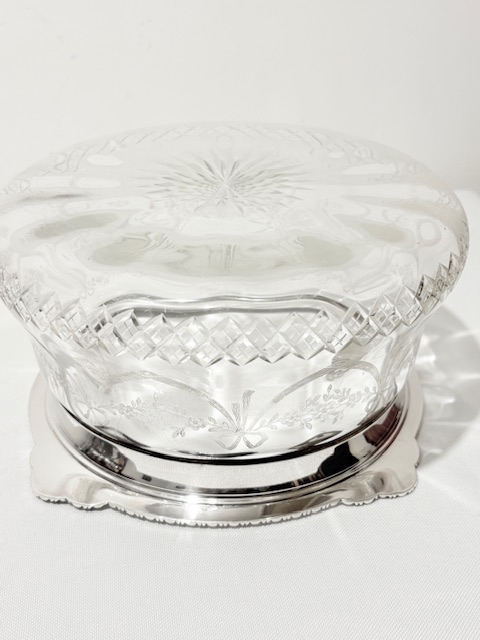 Antique Silver Plated and Cut Glass Salad or Fruit Bowl