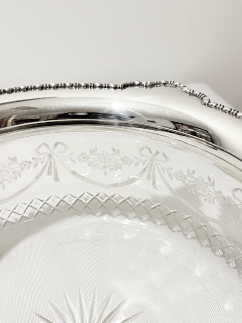 Antique Silver Plated and Cut Glass Salad or Fruit Bowl