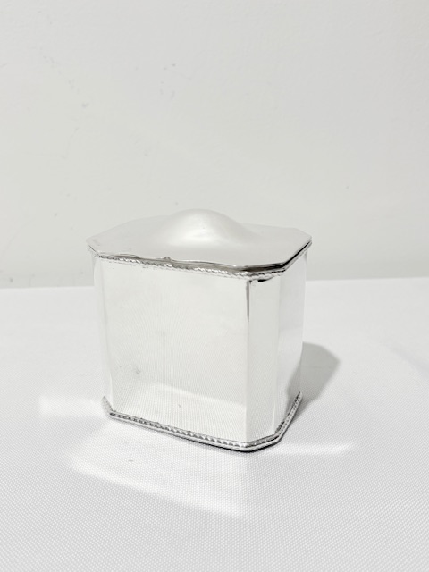 Rectangular Antique Silver Plated Tea Caddy with Canted Corners