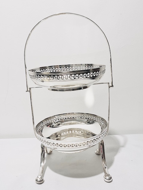 Usual Antique Silver Plated Two Tier Cake Stand