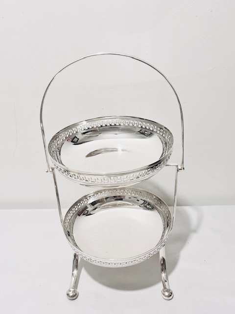 Usual Antique Silver Plated Two Tier Cake Stand
