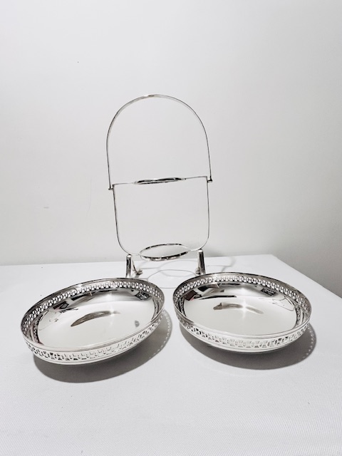 Usual Antique Silver Plated Two Tier Cake Stand