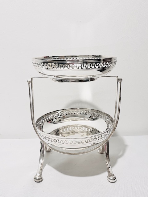 Usual Antique Silver Plated Two Tier Cake Stand