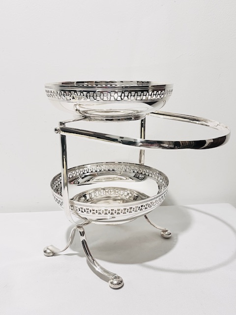 Usual Antique Silver Plated Two Tier Cake Stand