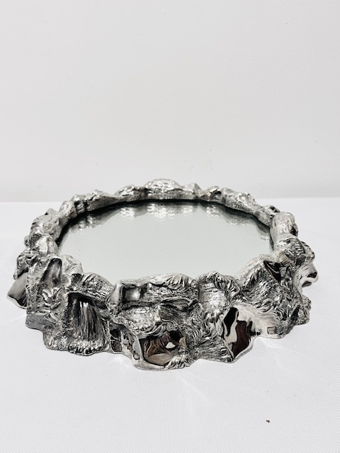 Antique Silver Plated Mirror Plateau for a Centrepiece