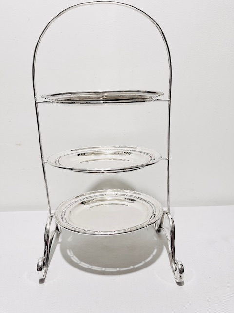 Vintage Silver Plated Three Tier Cake Stand with Loop Handle