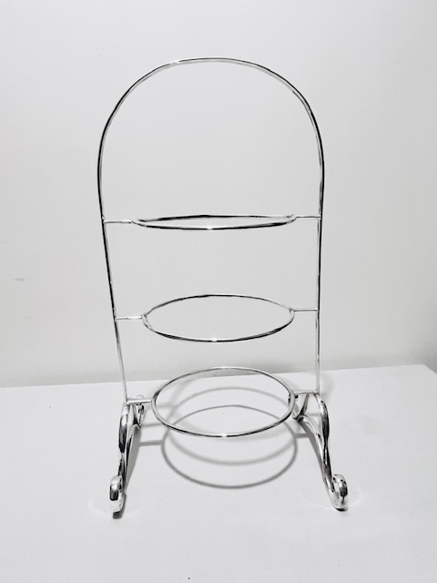 Vintage Silver Plated Three Tier Cake Stand with Loop Handle