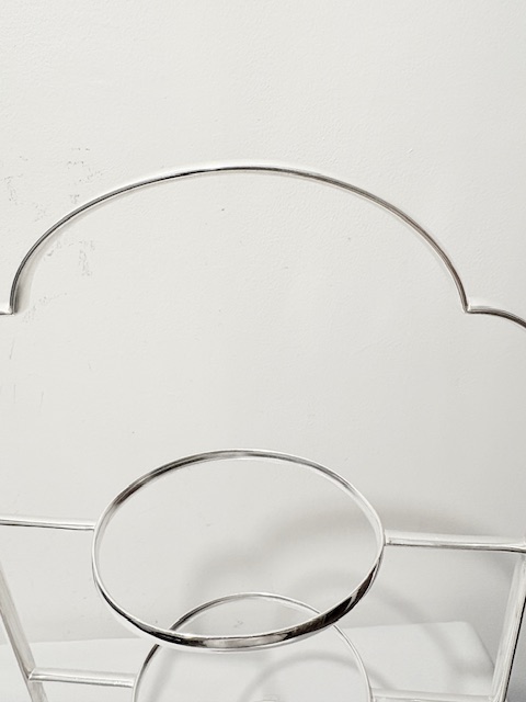 Sturdy Antique Silver Plated Three Tier Cake Stand