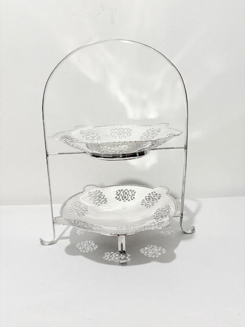 Vintage Silver Plated Two Tier Cake Stand with Removable Plates