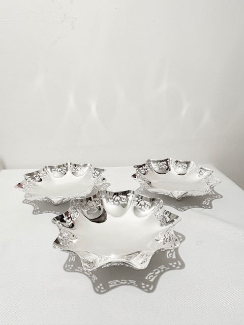 Antique Silver Plated Three Tier Cake Stand on 4 Curled Feet
