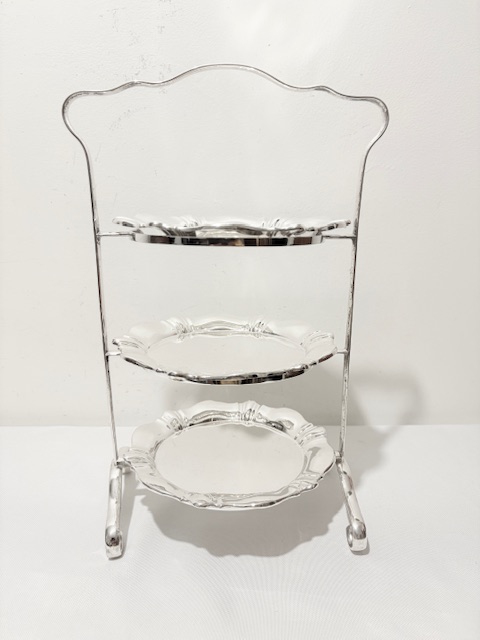 Antique Silver Plated Three Tier Cake Stand with Original Removable Plates