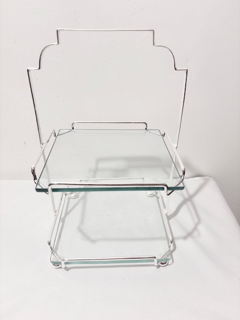 Vintage Silver Plated and Glass Two Tier Cake Stand