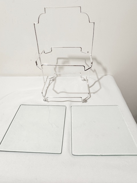 Vintage Silver Plated and Glass Two Tier Cake Stand Vintage Silver Plated and Glass Two Tier Cake Stand