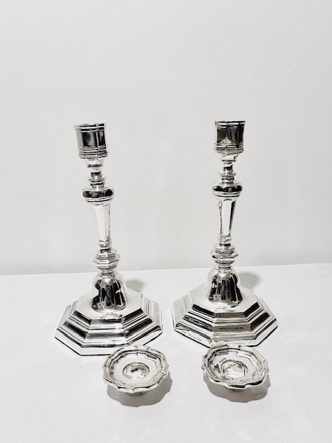 Pair of Antique Davis & Sons of Glasgow Silver Plated Candlesticks