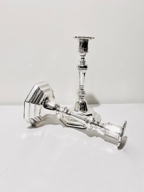 Pair of Antique Davis & Sons of Glasgow Silver Plated Candlesticks